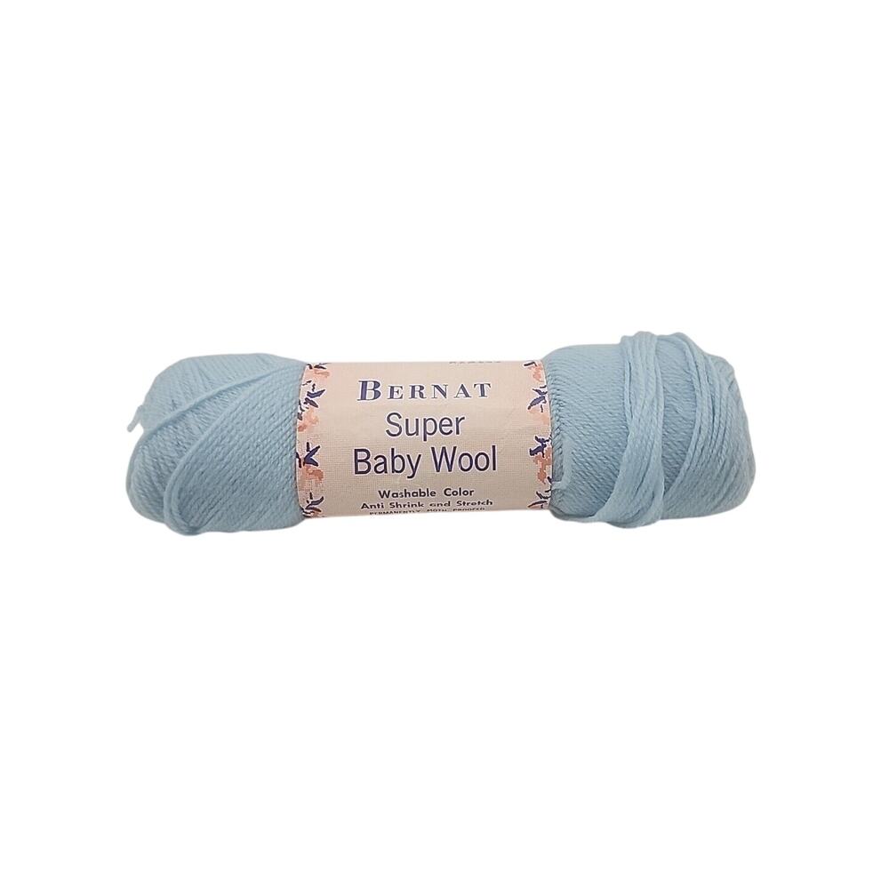Vtg BERNAT Super Baby Wool Yarn Baby Blue 1 oz Worsted 100% Virgin Wool Lot 5544